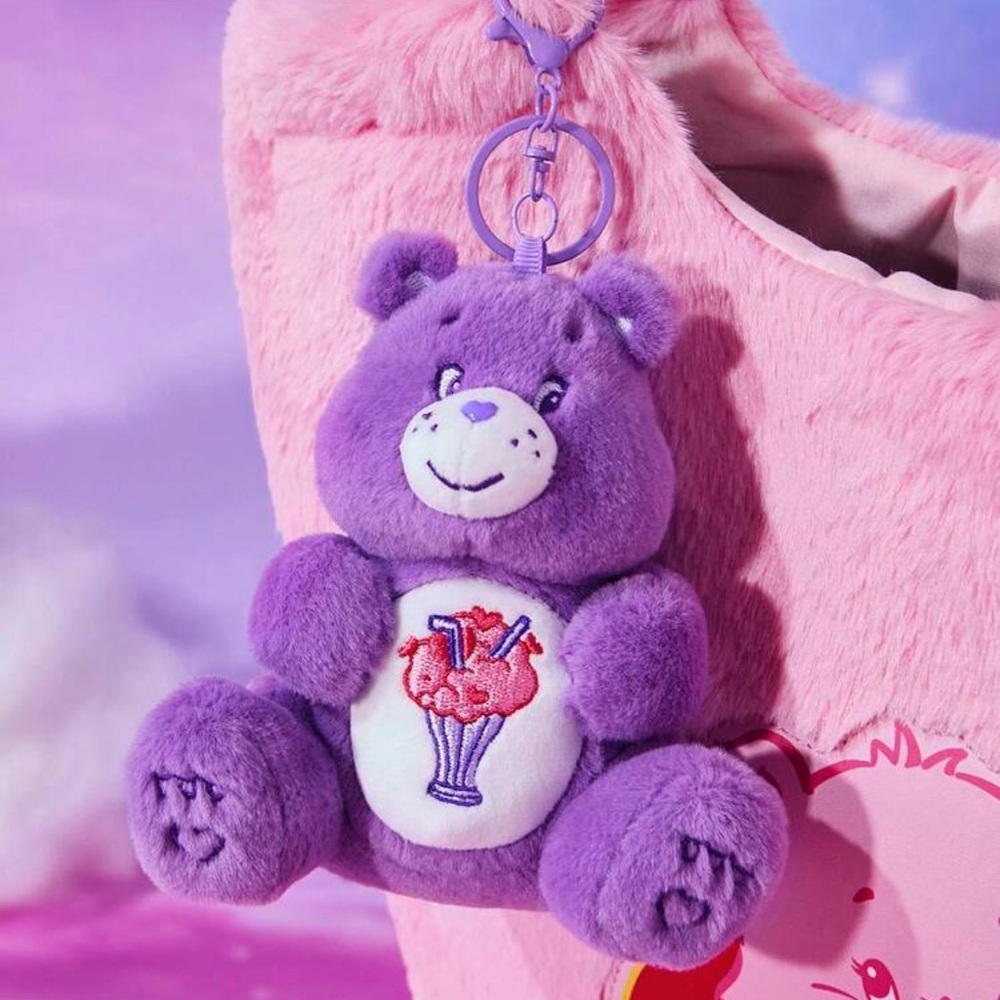 Care Bears 1 Purple Soft Plush Love Bear Keychain Bag Charm Gifts - Picture 2 of 4